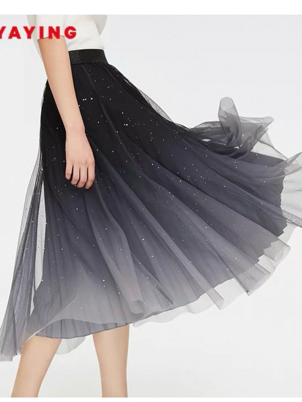 EP Yaying dark navy ombre midi skirt tulle Sz 6 NEW $290